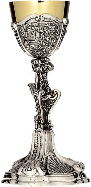 Calice “Jesse” Maranatha Lab stile plateresco in argento con interno coppa oro interamente cesellato a mano