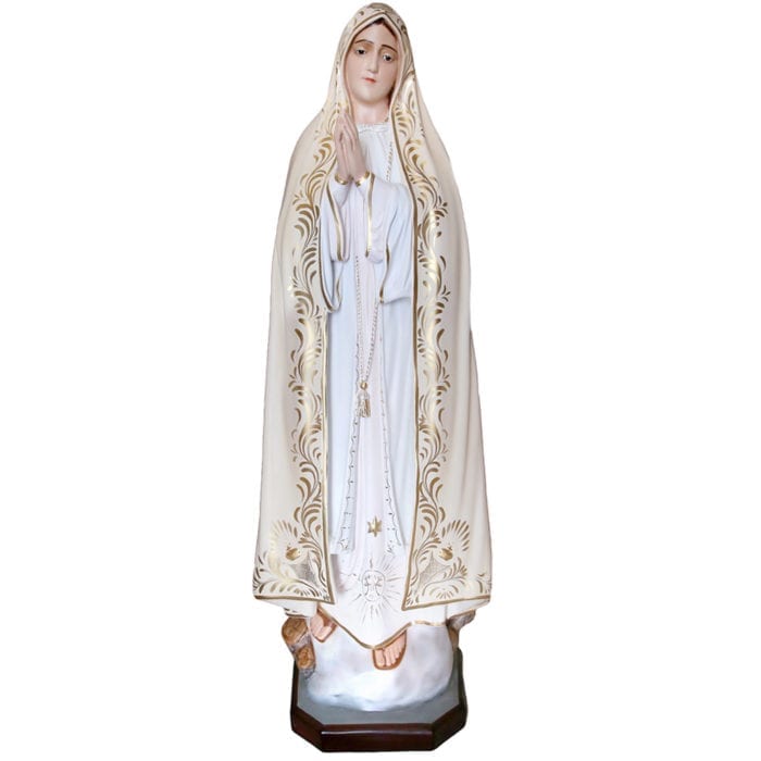 Our Lady of Fatima cm 120 statue in fiberglass hand painted with oil paints and crystal eyes