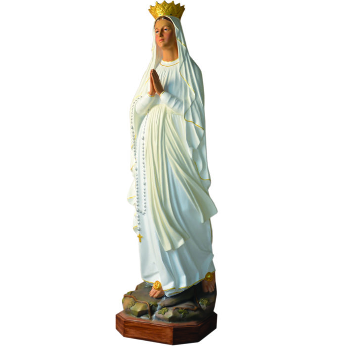 Our Lady of Lourdes cm 180 hand-painted fiberglass statue with oil paints and crystal eyes