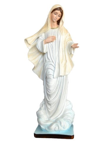 Our Lady of Medjugorje in resin statue made of oil painted resin available in different heights