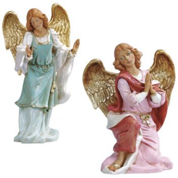 Angeli per Natività Fontanini statue per Natività in resina dipinta a mano ad effetto legno