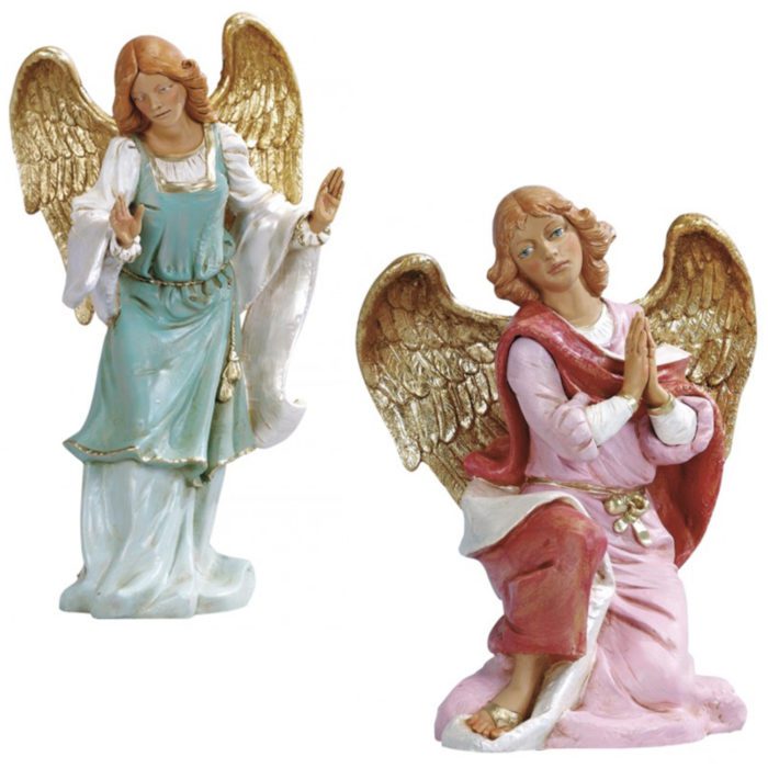 Angels for Nativity Fontanini statues for Nativity in hand-painted resin with wood effect