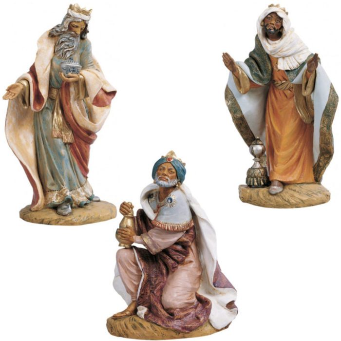 Re Magi Fontanini cm 45 statues for Nativity in hand-painted resin with wood effect