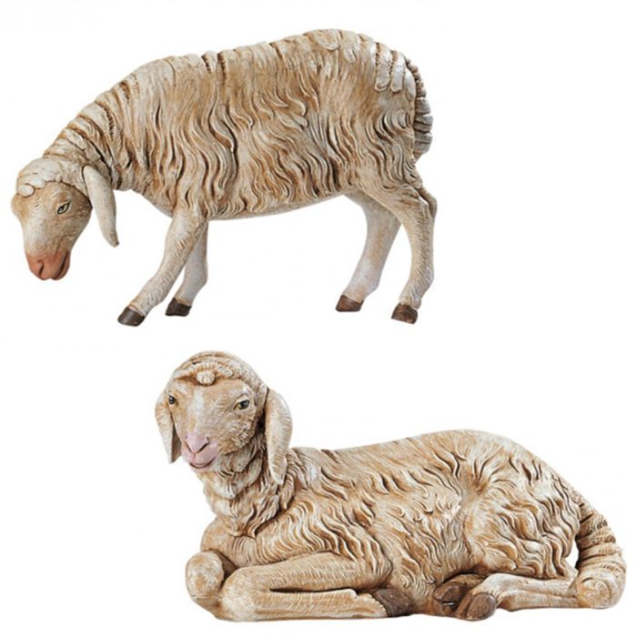 Fontanini sheep cm 65 statues for Nativity in hand-painted resin with wood effect