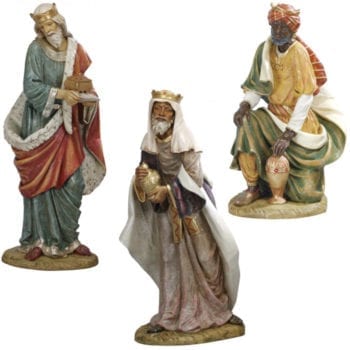 Re magi per Natività Fontanini statue in resina dipinta a mano ad effetto legno