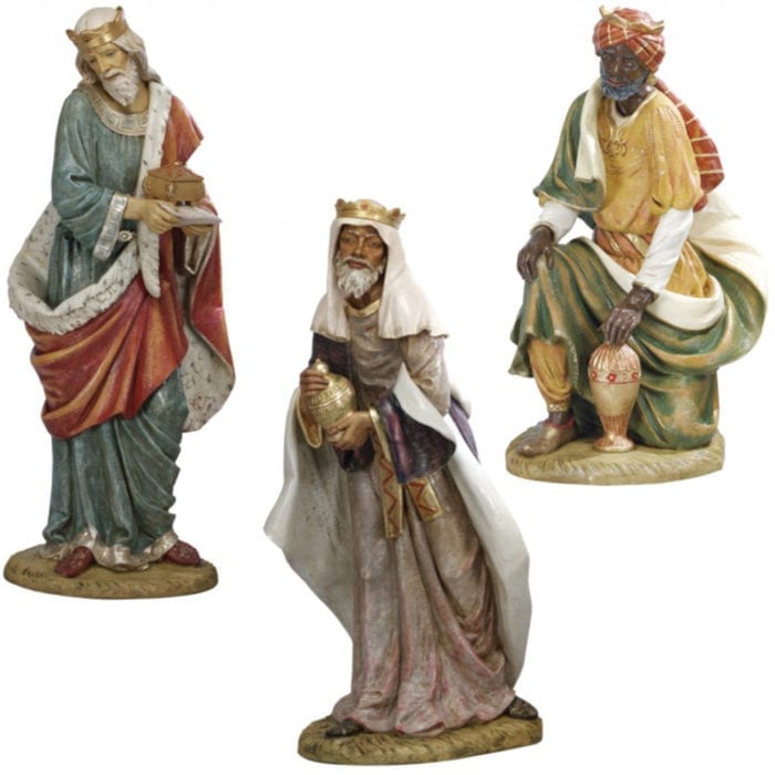 Magi for Natività Fontanini hand-painted resin statues with wood effect