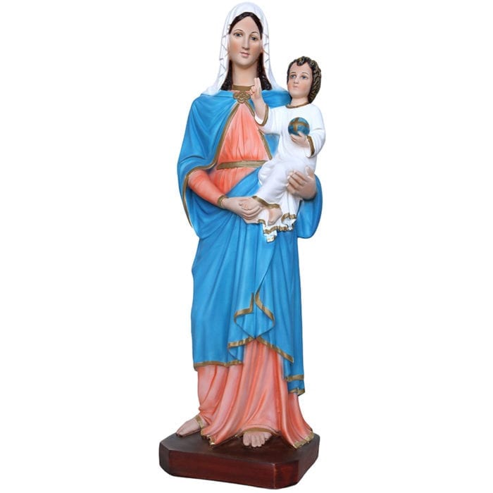 Madonna and Child in resin statue painted with oil colors available in different height variations