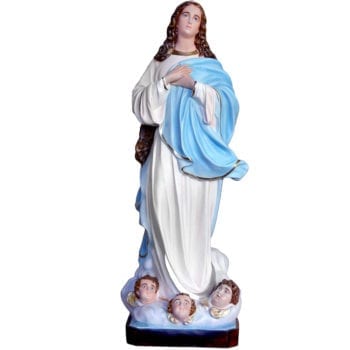 Madonna dell'Assunta in hand-painted fiberglass with oil paints and crystal eyes.
