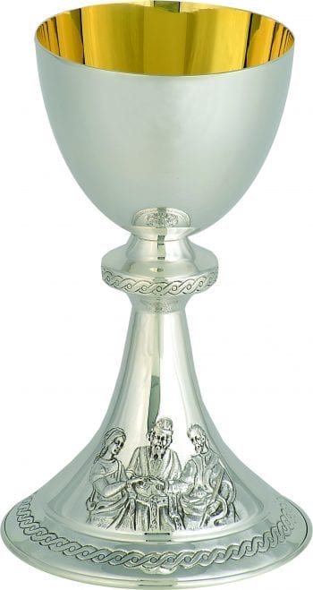 Maranatha Lab "Sposalizio" chalice in silver brass embellished with evangelical scene chiseling at the base
