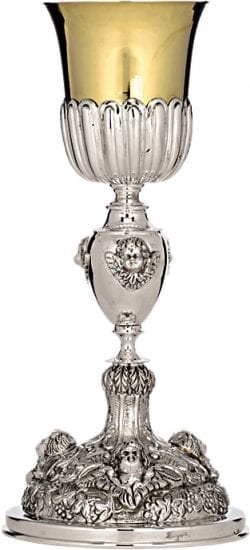 Glass "Stella" Maranatha Lab baroque style in two-tone silver entirely chiseled by hand with heads of angels