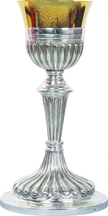 Calice "Agostino" Maranatha Lab in argento bicolore decorato con torniture neoclassiche