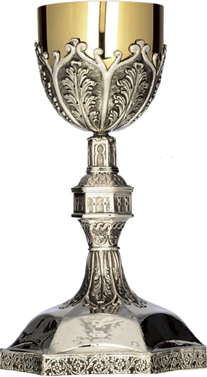 Glass "Colonna" Maranatha Lab classic silver style with gold cup interior entirely chiseled by hand