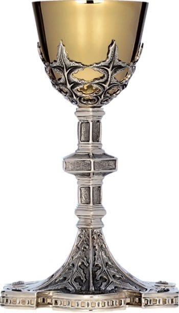 Maranatha Lab "Crown" goblet made of silver with an entirely chiseled gold cup interior by hand