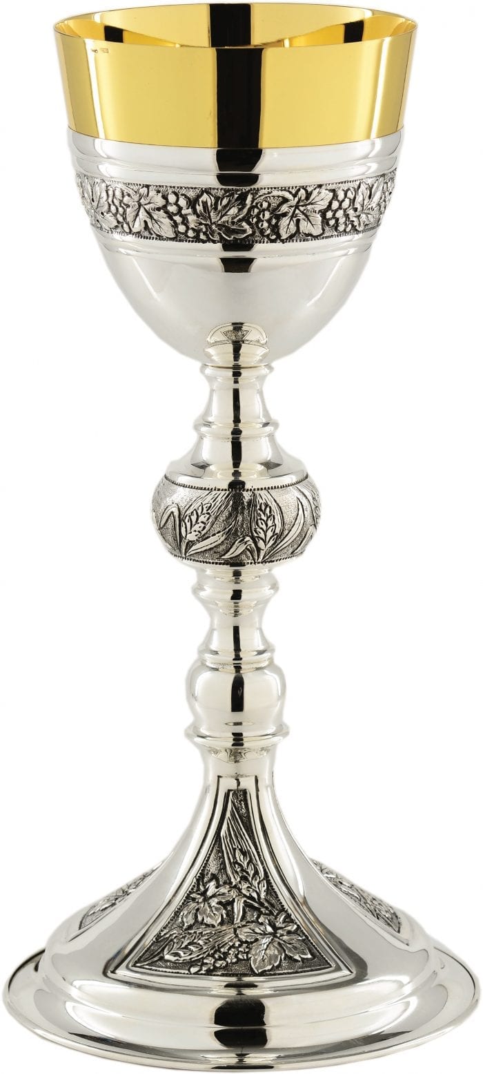 Maranatha Lab classic style "Vite" goblet made entirely of two-tone silver chiseled by hand
