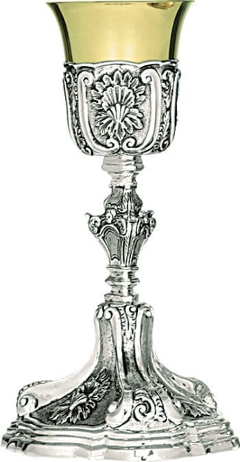 "Il-Vivente" Maranatha Lab glass in 17th-century two-tone silver entirely chiseled by hand with overhangs