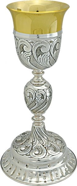18th-century Maranatha Lab glass in hand chiseled silver, faithfully reproduced in chisel and shapes