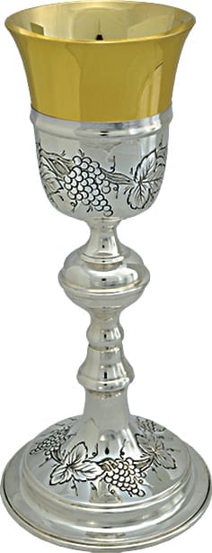 Calice "Uva" Maranatha Lab in stile settecentesco in argento bicolore cesellato a mano