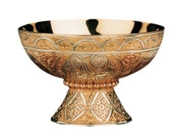 Tassilo plate in Romanesque style hand-chiseled in two-tone silver