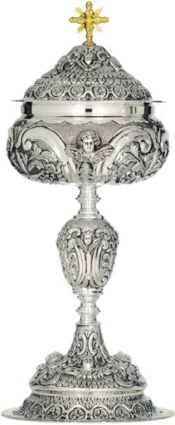 Pisside "Il-Vittorioso" Maranatha Lab eighteenth-century style in silver entirely chiseled by hand