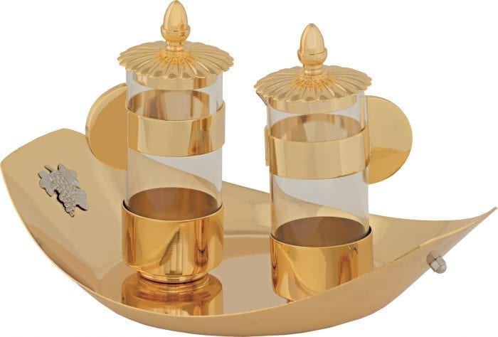 Maranatha Lab "Barca" apolline with gold brass and tray with delicate silver brass appanas