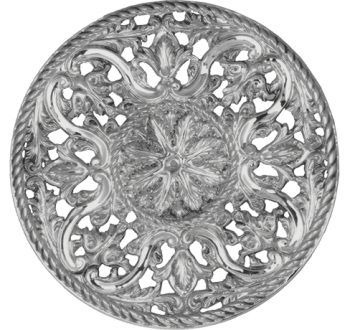 Aureola "Ornamenta" in argento interamente cesellata a mano a motivi naturaliformi e greche ad intreccio