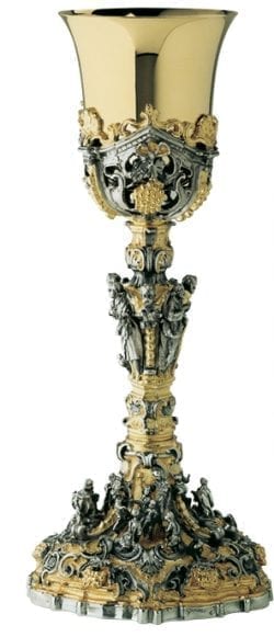 Chalice "Nativity" Maranatha Lab baroque style with silver cup and reliefs depicting the birth of Jesus