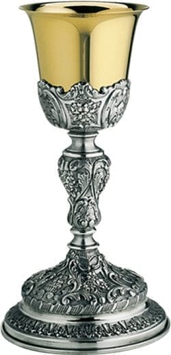 Calice "Legge" Maranatha Lab stile classico realizzato in argento cesellato con vari simboli cristiani