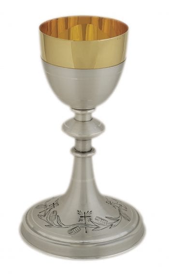 Glass "La-Verità" Maranatha Lab in silver silver chiseled brass satin with cruciform symbols and ears of wheat