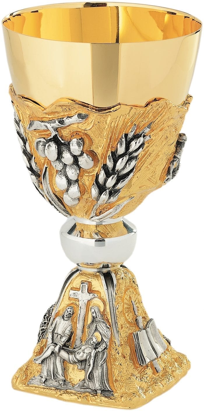 Chalice "Isaiah" Maranatha Lab in two-tone fusion embellished with relief scenes from the life of Jesus