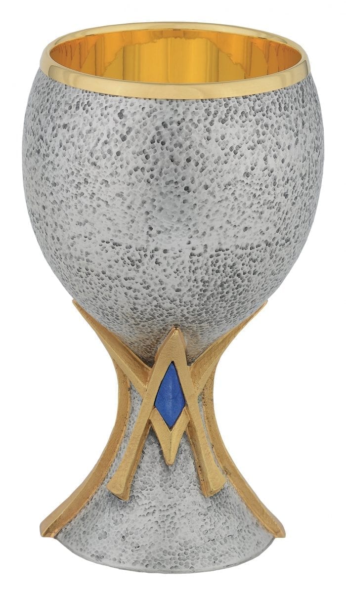 Hand-turned "Loreto" Maranatha Lab chalice with fusion knot embellished with stylized Marian symbol