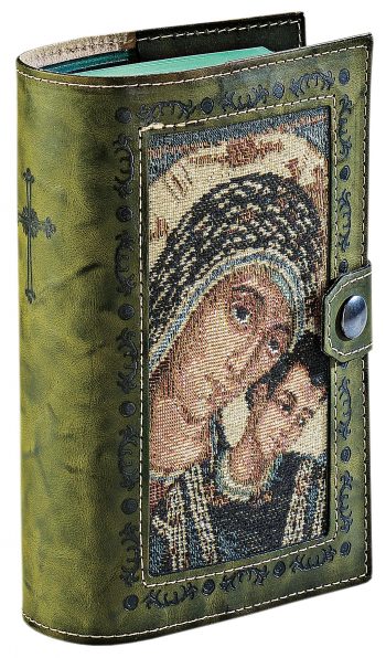 "Trinity" breviary cover made of leather with frame fabric insert with Trinity effigies