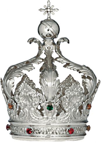 Corona con pietre incastonate in argento cesellato a mano e impreziosita da pietre colorate incastonate