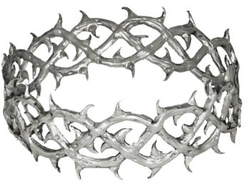 Corona "Intreccio" in argento finemente cesellata a mano con motivo naturaliforme intrecciato