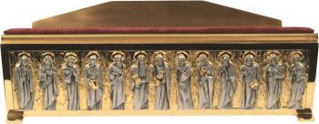 Leggio-mensa "DaVinci" Maranatha Lab in fusione di bronzo decorato sul fronte con statue in rilievo di Gesù e i Dodici