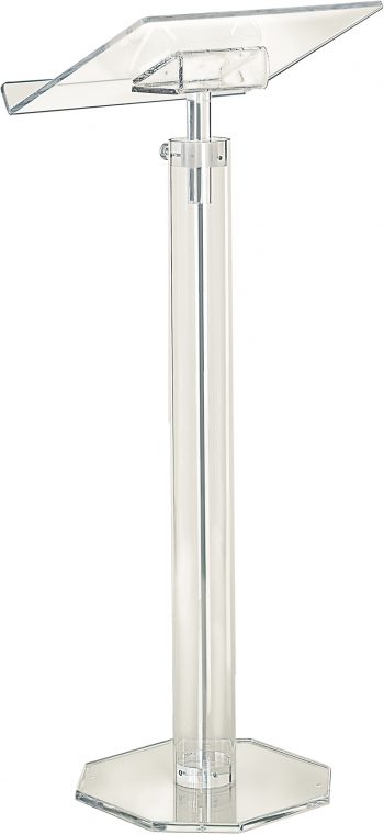 Classic plexiglass stem lectern entirely ultra-transparent octagonal and circular section stem