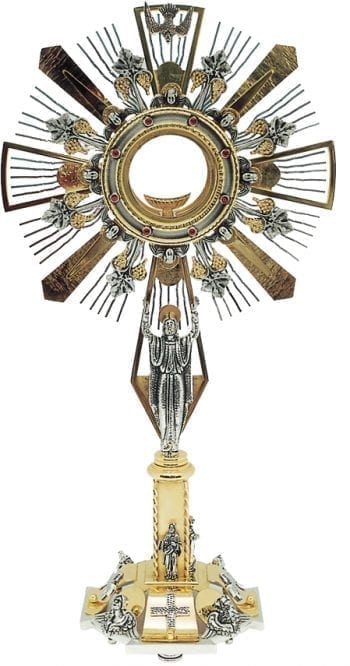 Monsooo "The Risen One" Maranatha Lab in brass with symbols of the four evangelists, stones statue of the Risen Christ