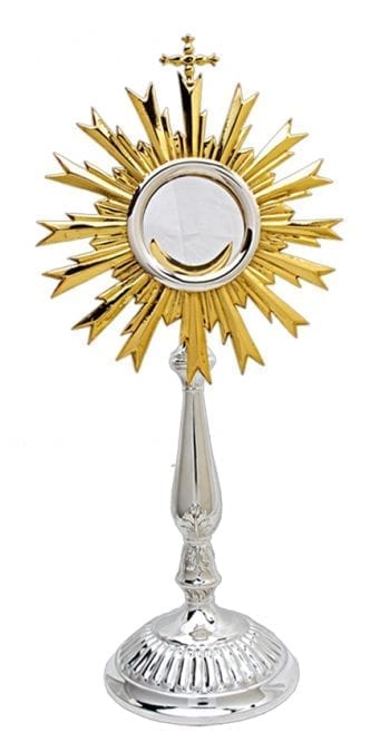 Ostensorio "Raggi d'Oro" in argento con base incisa, impugnatura tornita e raggiera dorata