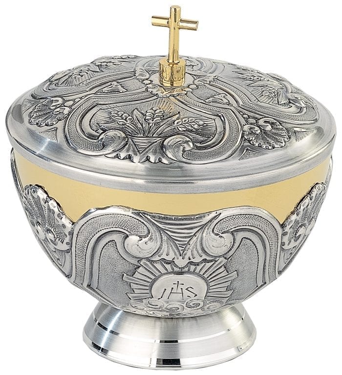 Pisside "Deaconia" Maranatha Lab in finely chiseled brass and polished golden brass cup