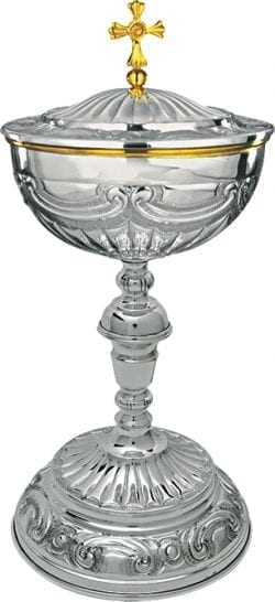 Pisside "Florence" Maranatha Lab in finely chiseled silver brass with classic motifs