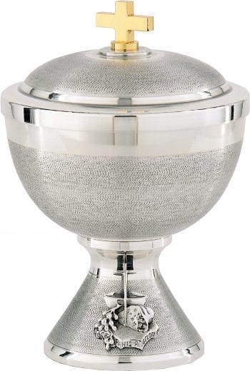 Low Simeon Maranatha-Lab in hand-turned silver brass and decorated with Eucharistic symbols