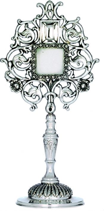 Reliquiario "Quadro" in argento con teca quadrata in stile barocco interamente cesellato e tornito a mano