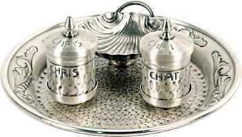 "Leviti" Maranatha Lab silver brass hand chiseled service-baptism with floral decorative motifs