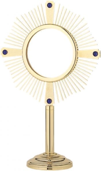 Ostensorio "Aurora" Maranatha La per Ostia Magna in ottone dorato dal design semplice ed essenziale