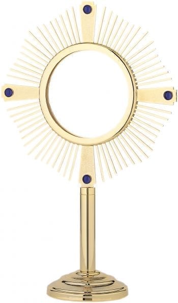 Ostensorio "Aurora" Maranatha La per Ostia Magna in ottone dorato dal design semplice ed essenziale