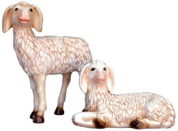 Resin lambs cm 105, pair of statues for Nativity in painted resin