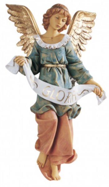 Angel "Gloria" cm 52 statue for Nativity in hand-painted resin with wood effect