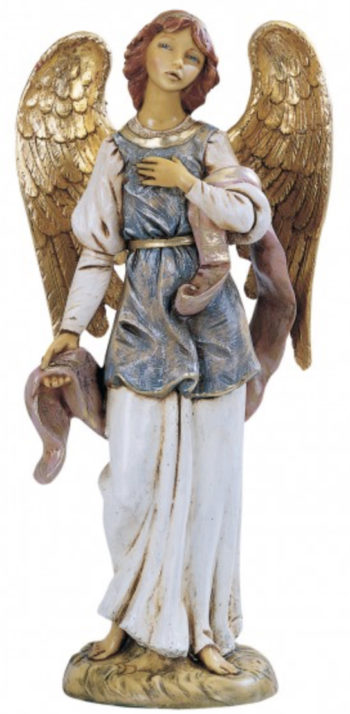 Angelo Fontanini cm 52 statua per Natività in resina dipinta a mano ad effetto legno