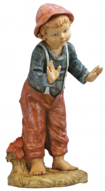 Bimbo Fontanini cm 125 statua per Natività in resina dipinta a mano ad effetto legno.
