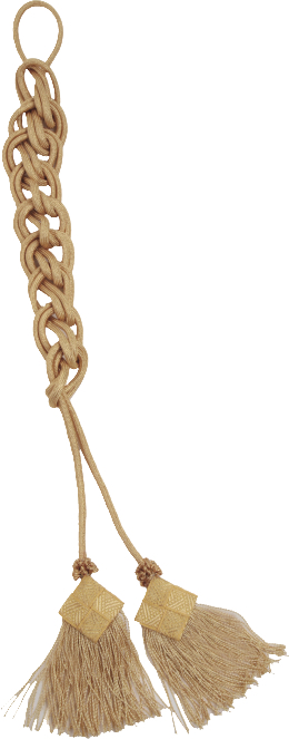 Cingolo in seta "Timoteo" realizzato interamente con fili dorati  e applicazione alle nappe