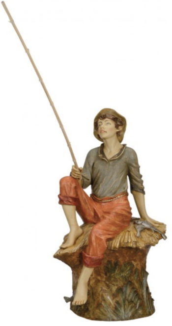 Pescatore Fontanini cm 125 statua per Natività in resina dipinta a mano ad effetto legno